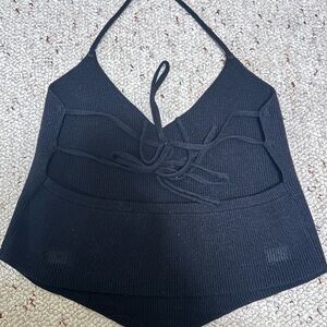 Pitaya boutique knit open back tie halter tank top size m